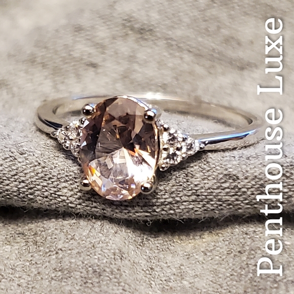 REAL 1.4ct Morganite Beryl Oval Cut 925 Ring - Picture 4 of 7